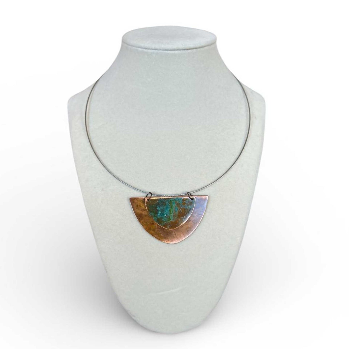 Short Choker Necklace Brass & Copper Small Rose Gold pendant Hoiko Sold at Aqualta