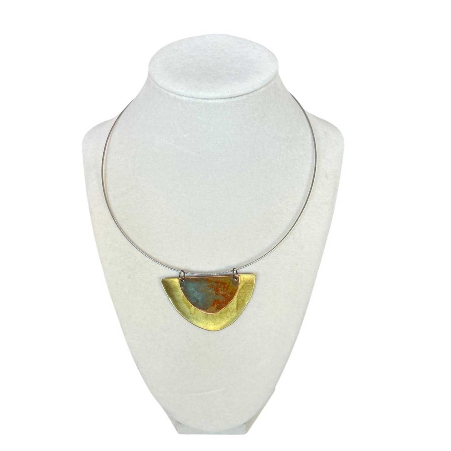Short Choker Necklace Brass & Copper Small Gold pendant Hoiko Sold at Aqualta