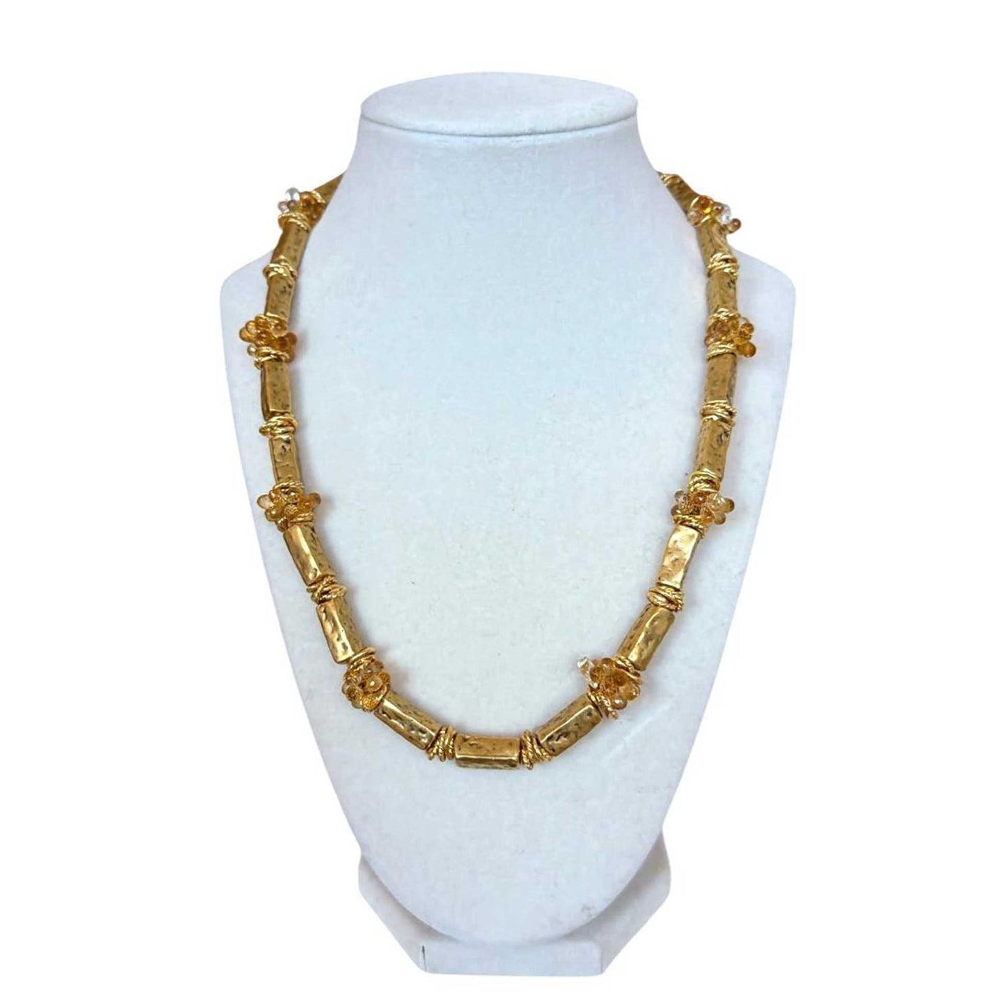 Short Necklace Gold Plated Bar with petit Citrine Pars sold at Aqualta