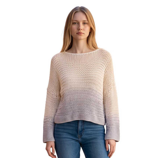 Chiara Toffanin cream and gray cropped knit sweater, available at Aqualta.