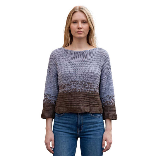 Women’s silk knit crop sweater in dust taupe by Chiara Toffanin at Aqualta.