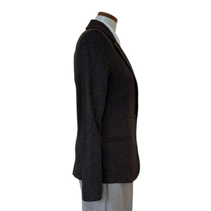 Side picture of Single breast Warm Jersey Blazer Classic Brown for women Goodmatch sold at Aqualta