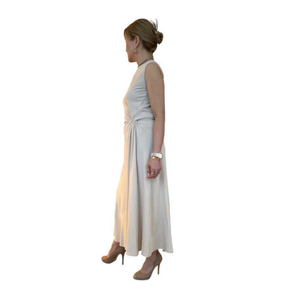 Sleeveless Midi Dress Cream Rocco Ragni sold at Aqualta