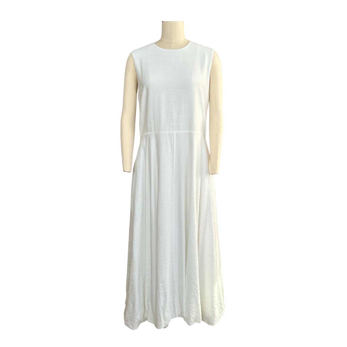 Sleeveless Midi Dress White bubble hem Rocco Ragni sold at Aqualta 3