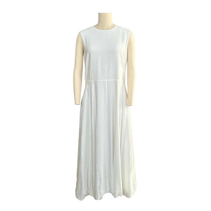 Sleeveless Midi Dress White bubble hem Rocco Ragni sold at Aqualta 3