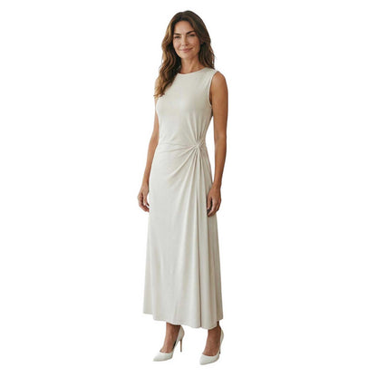 Sleeveless Midi Dress White bubble hem Rocco Ragni sold at Aqualta 4