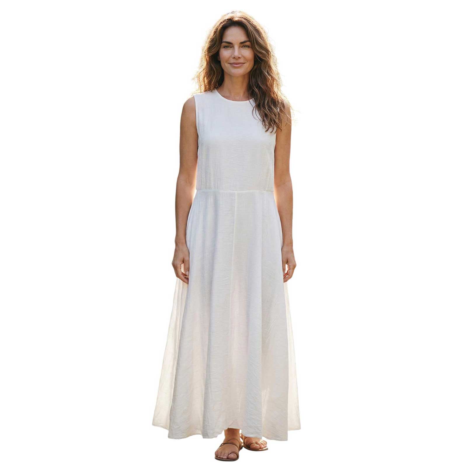 Sleeveless Midi Dress White bubble hem Rocco Ragni sold at Aqualta