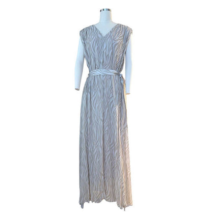 Sleeveless V-Neck Belted Maxi dress light print Rocco Ragni sold at Aqualta 4