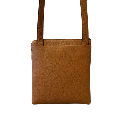 Slim Crossbody Cognac with zipper for women Biagini sold at Aqualta 3