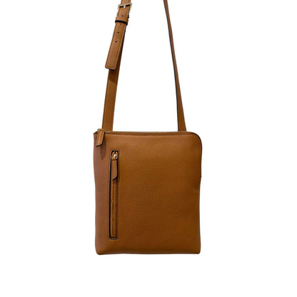 Slim Crossbody Cognac with zipper for women Biagini sold at Aqualta 2