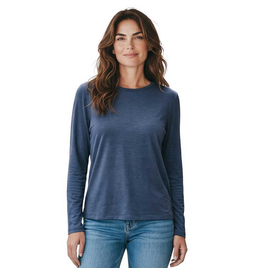 Goodmatch slim round neck essential top in blue sold at Aqualta