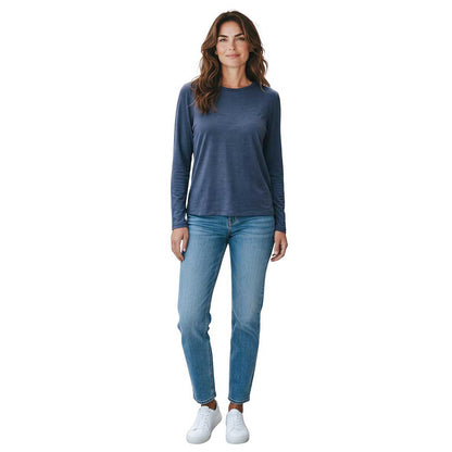 Women’s blue slim fit round neck essential top by Goodmatch at Aqualta