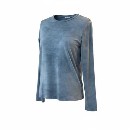 Women’s powder blue slim fit round neck top by Goodmatch at Aqualta