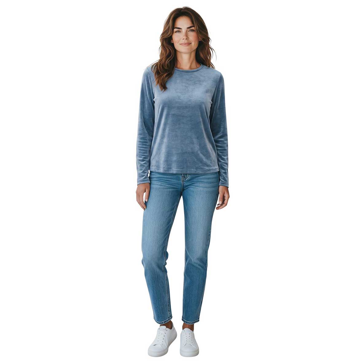 Goodmatch women’s essential long sleeve top in powder blue available at Aqualta