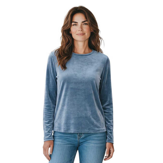 Goodmatch slim round neck essential top in powder blue sold at Aqualta