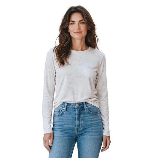 Goodmatch slim round neck essential top in vintage white sold at Aqualta