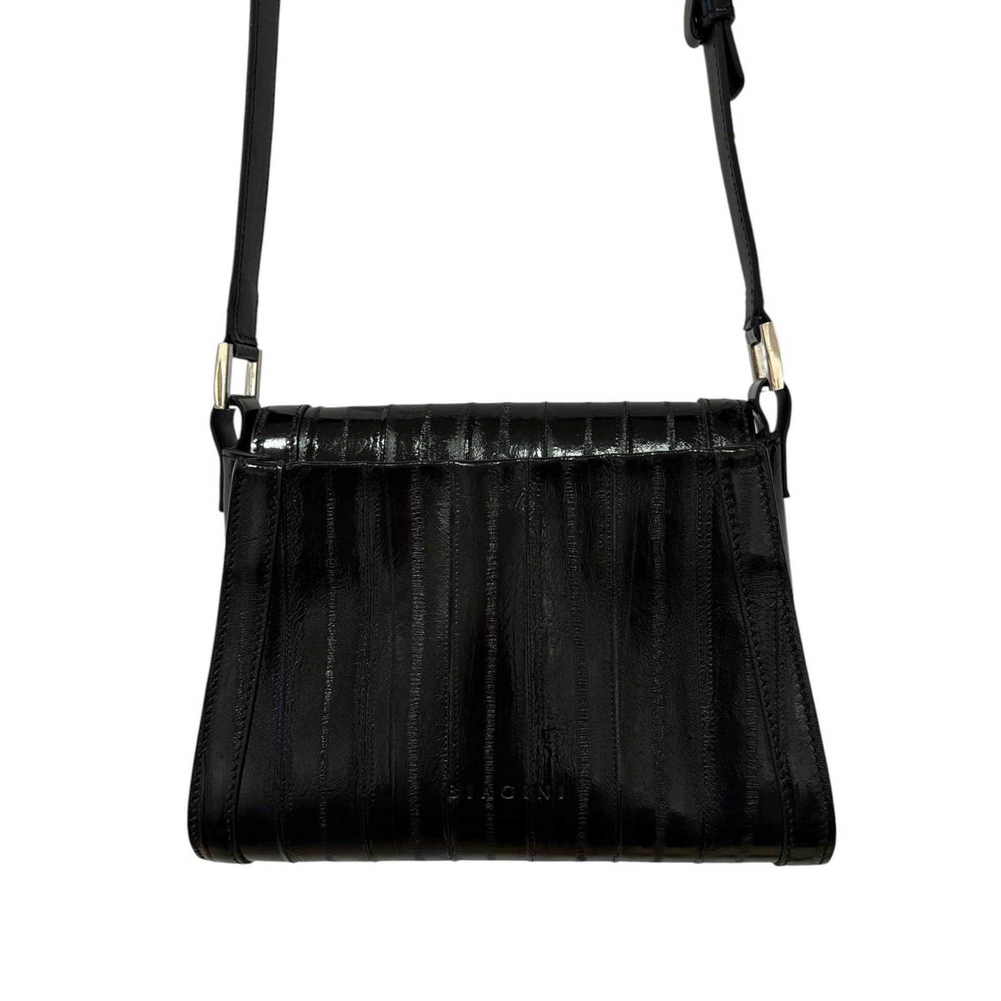 Small Elegant Crossbody Eel leather Black Biagini sold at Aqualta 2