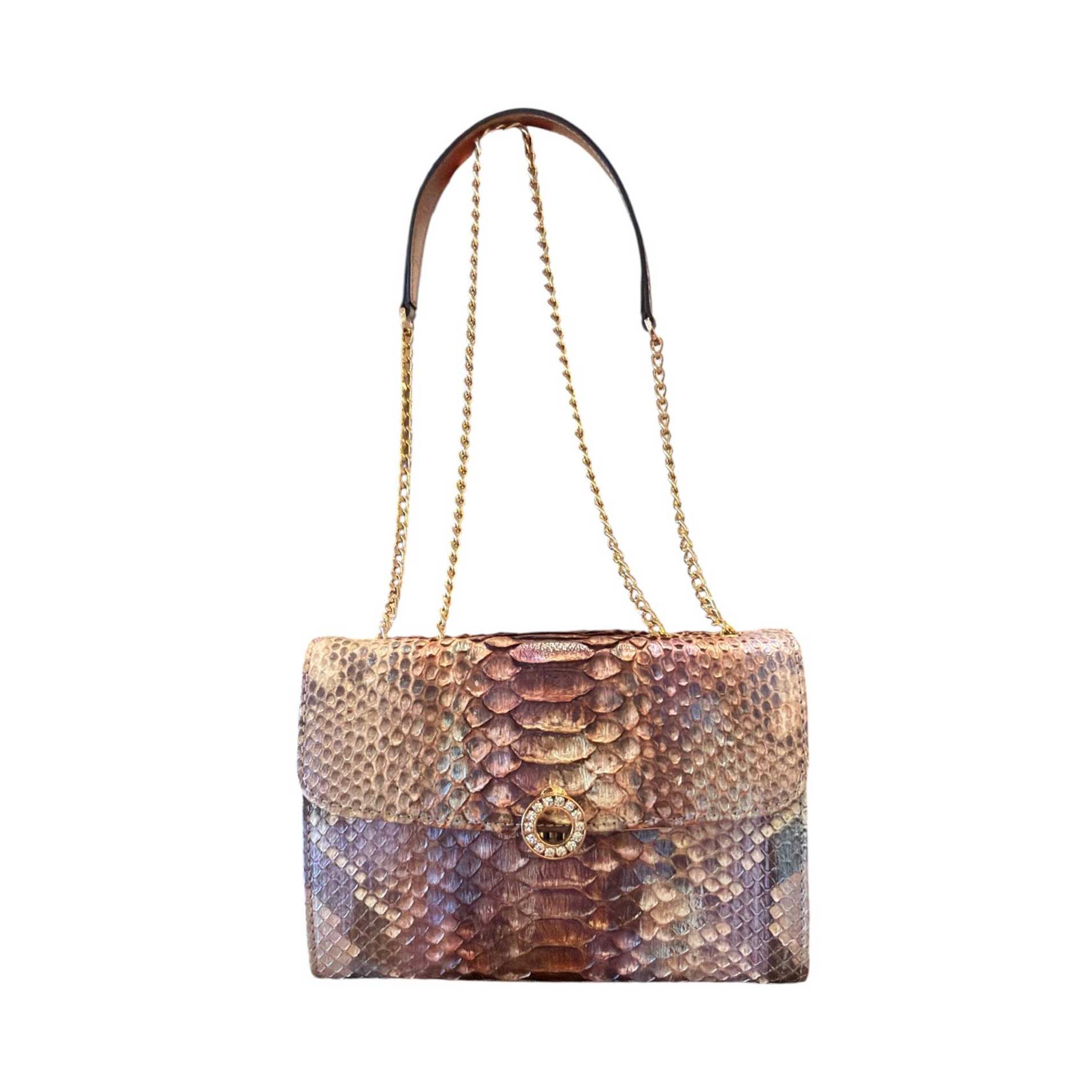 Small Gold Chain Shoulder Bag Rose Chagall Python Biagini sold at Aqualta 2