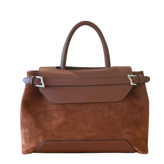 Small Suede Top handle Bag Brown Biagini sold at Aqualta