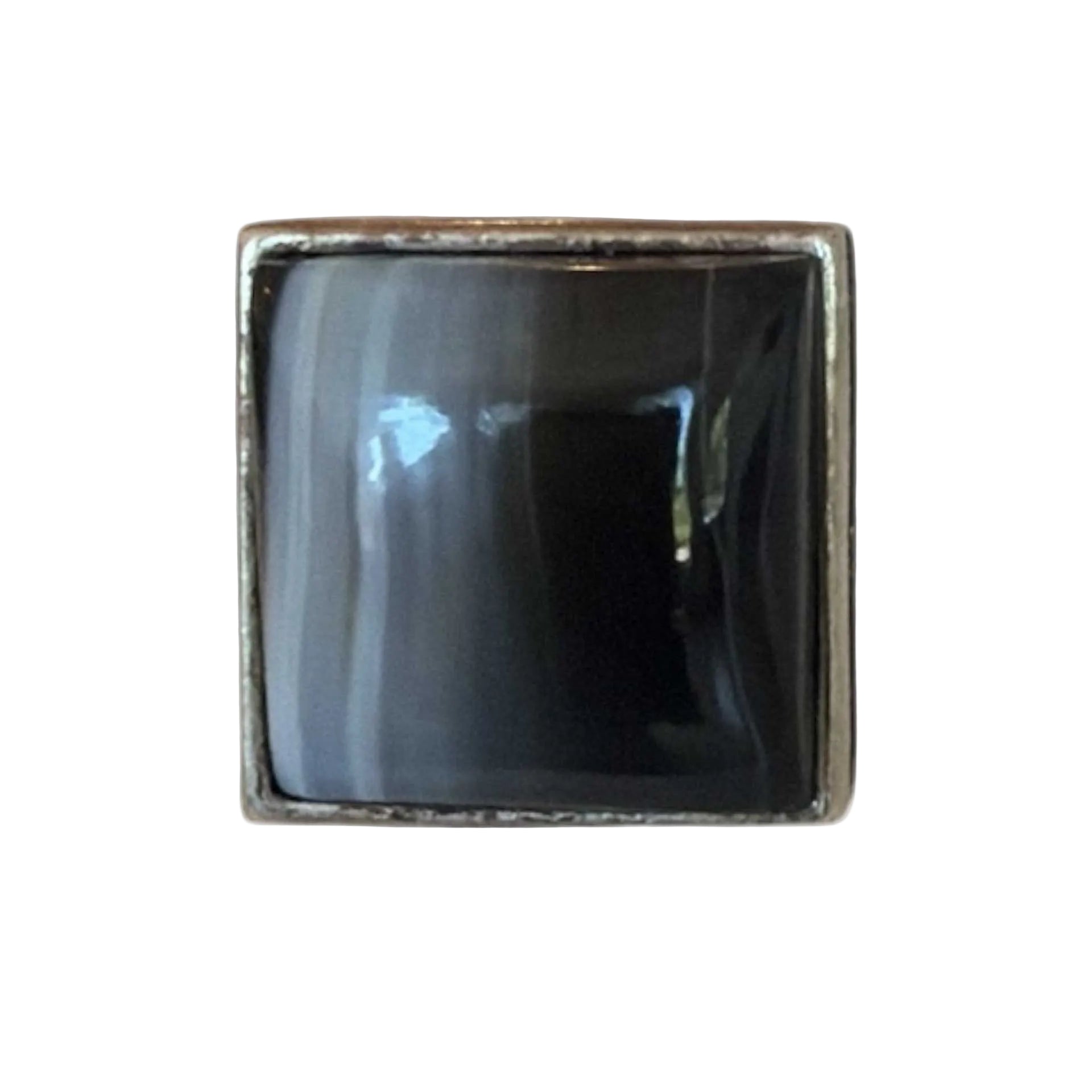 Square Obsidian Cabochon with Serling Silver Ring Peggy Goodman Sold at Aqualta 2