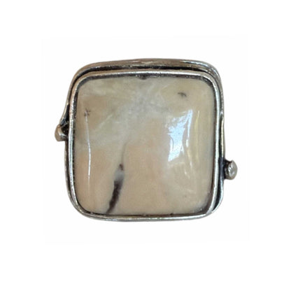 Square Zebra Agate Cabochon with Serling Silver Ring Peggy Goodman sold at Aqualta 2