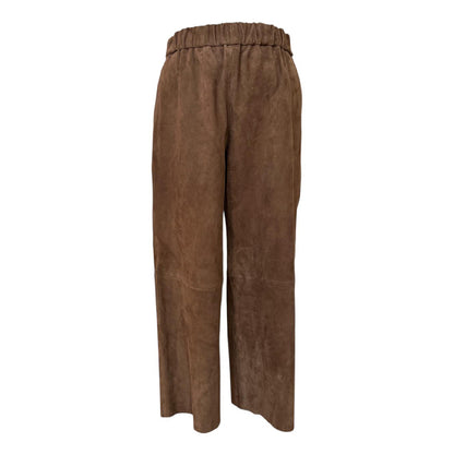 Straight leg Suede pants Camel color for women Sold At Aqualta