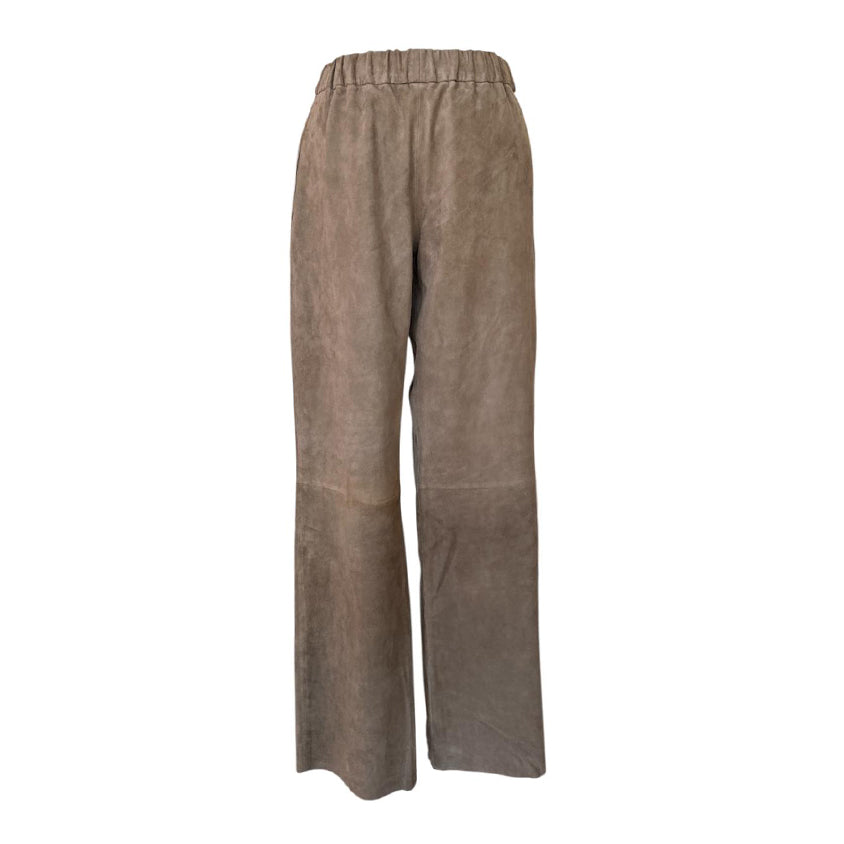 Straight leg Suede pants Sand Color for women sold at Aqualta