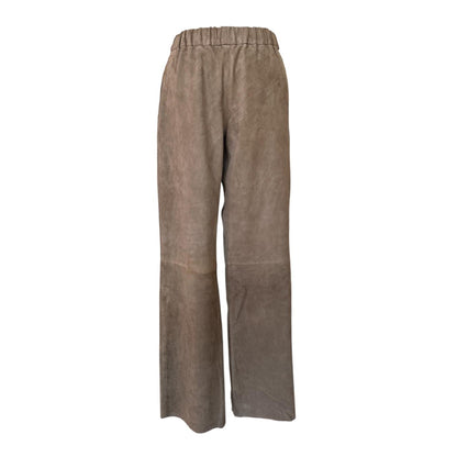 Straight leg Suede pants Sand Color for women sold at Aqualta