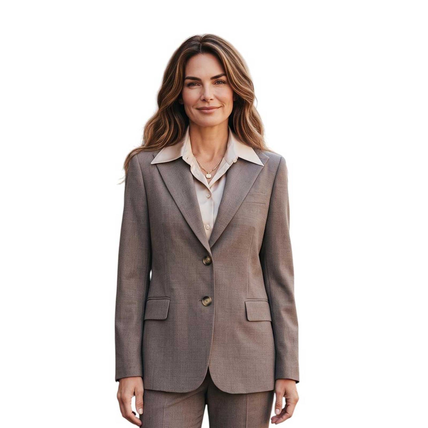 Women’s structured taupe blazer by Sand, sold at Aqualta, featuring classic lapels and a refined modern look.