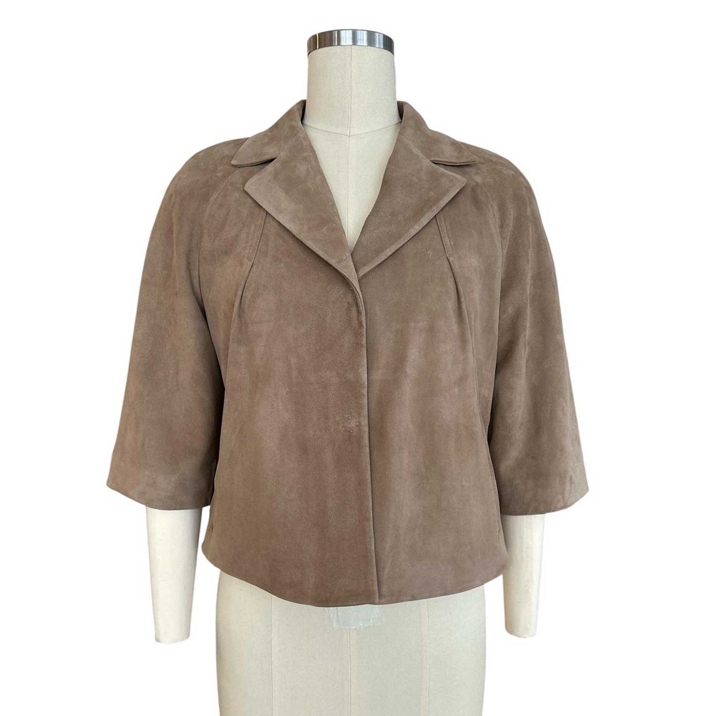 Suede Leather Crop Jacket Sand Suprema sold at Aqualta