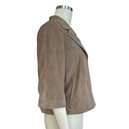 Suede Leather Crop Jacket Sand Suprema sold at Aqualta 3