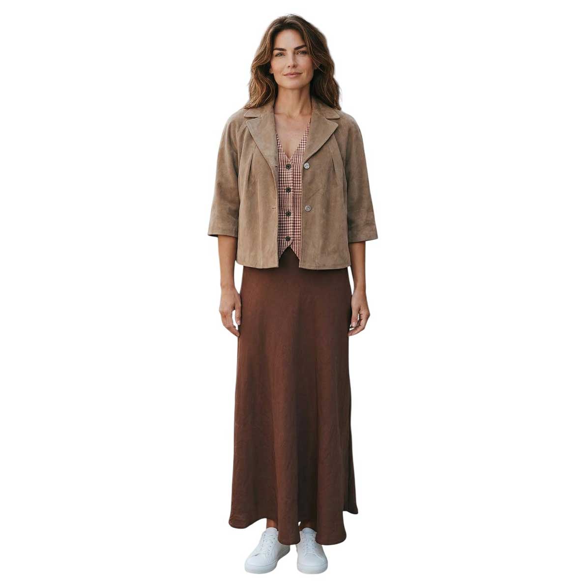 Suede Leather Crop Jacket Sand Suprema sold at Aqualta 4