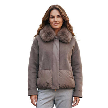 Taupe Zip Jacket Cashmere & Nylon Suprema sold at Aqualta