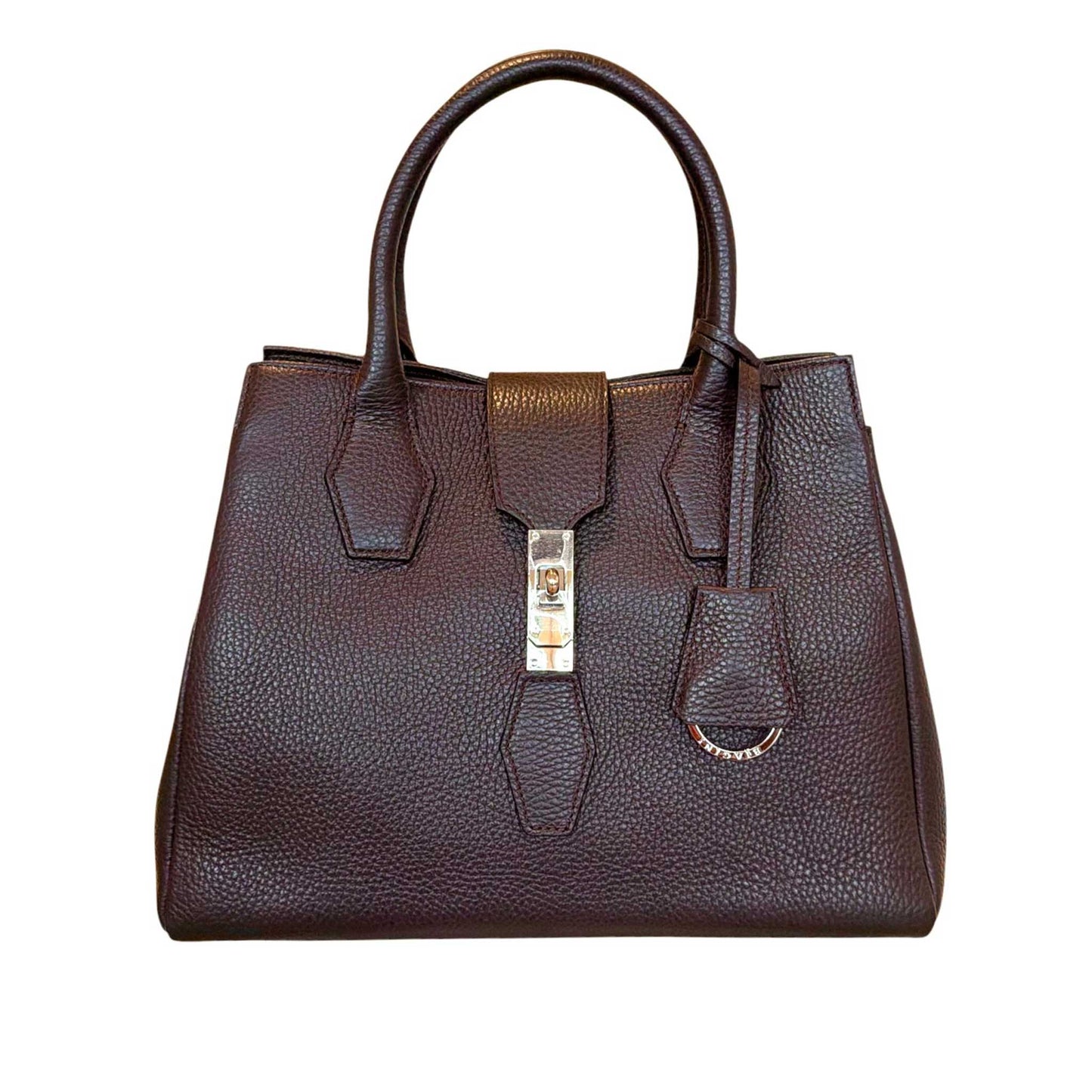Top Handle Leather Satchel Bag brown Biagini sold at Aqualta