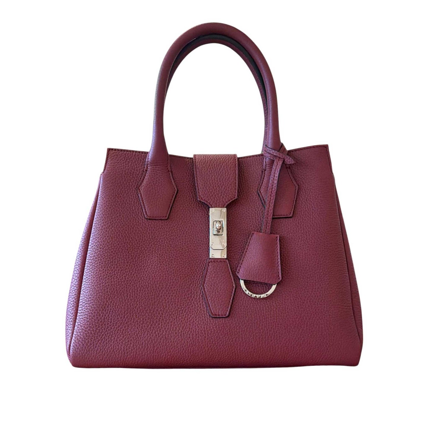 Top Handle Leather Satchel Bag burgundy Biagini sold at Aqualta