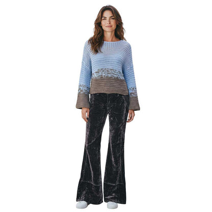 Women’s Vintage Brown Velvet Denim by Shaft Jean featuring a wide-leg silhouette, sold at Aqualta.