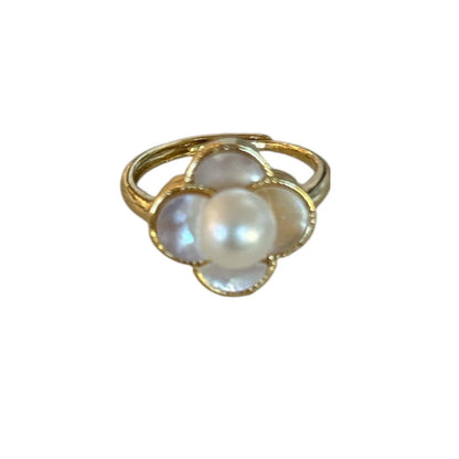 White Pearls & Gold Plated ring Sold At Aqualta