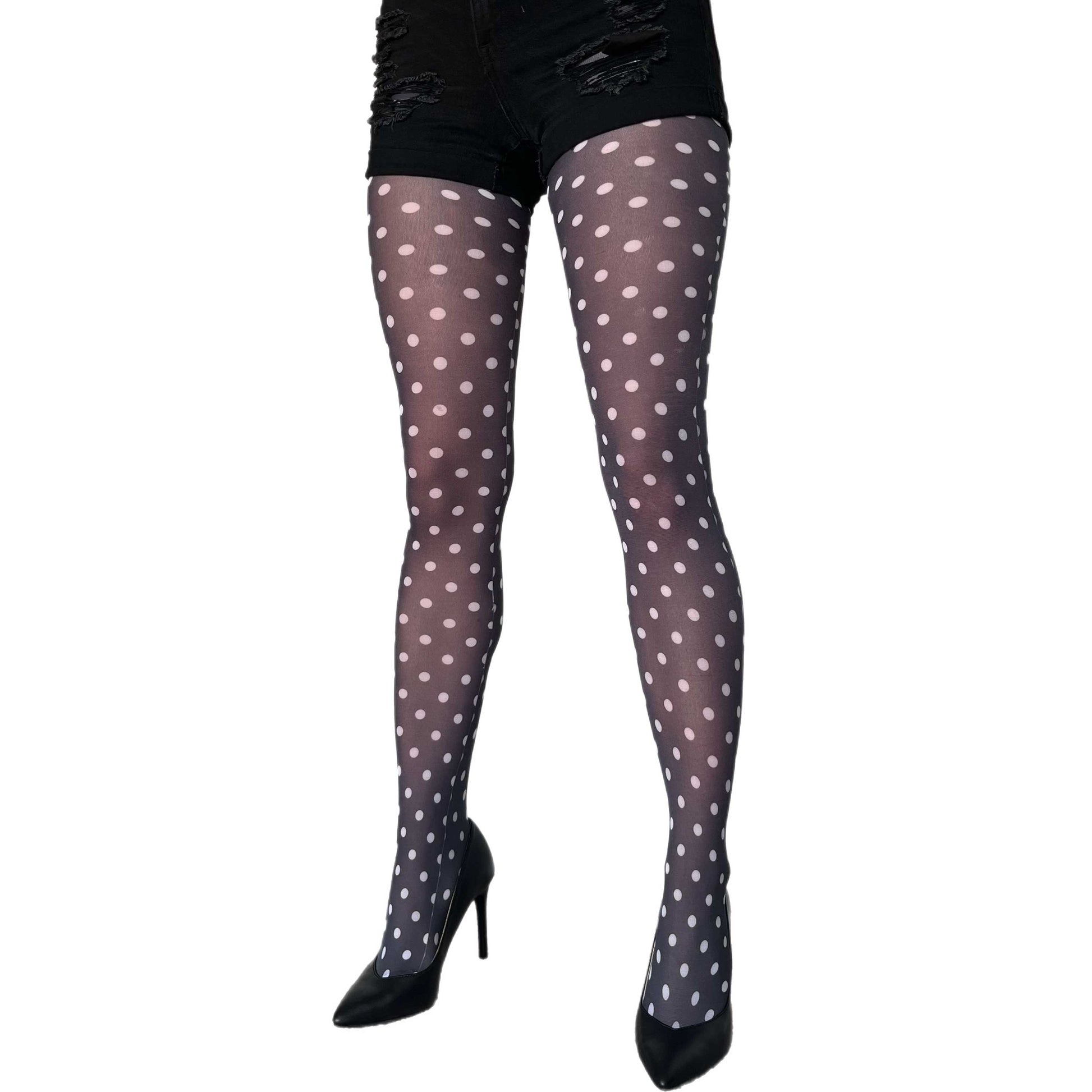 White Dotted Tights for Women Malka Chic