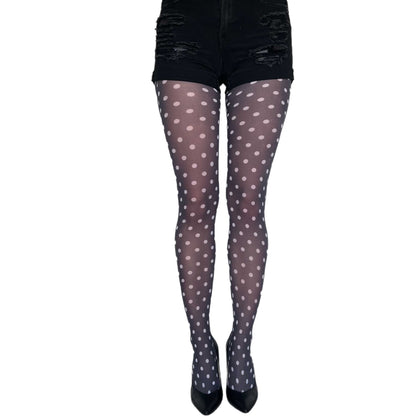 Cute White Dotted Tights for Women Malka Chic