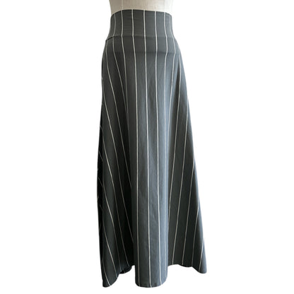 Long Cotton Asymmetric Skirt Stripes Grey White Neirami sold at Aqualtawear