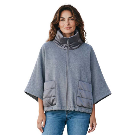 Women’s gray woven cape jacket by Rocco Ragni, sold at Aqualta.
