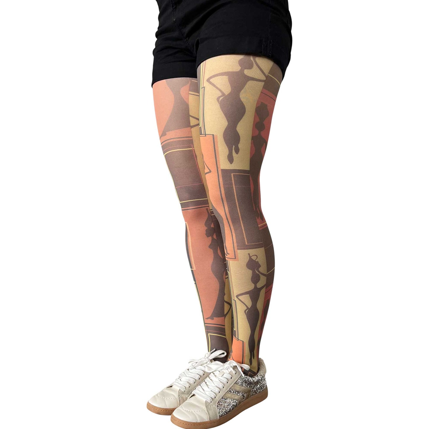 Fashion African Art tights with vibrant ethnic-inspired patterns and comfortable opaque finish by Malka Chic