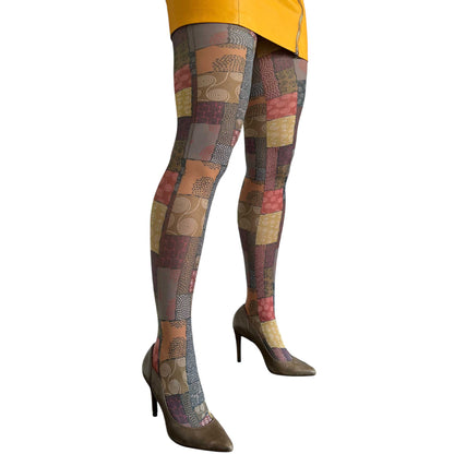 Stylish African Patchwork patterned tights for women with artistic textile-inspired graphics