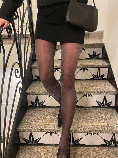 All Over Glitter Sheer Tights For Women - AQUALTA