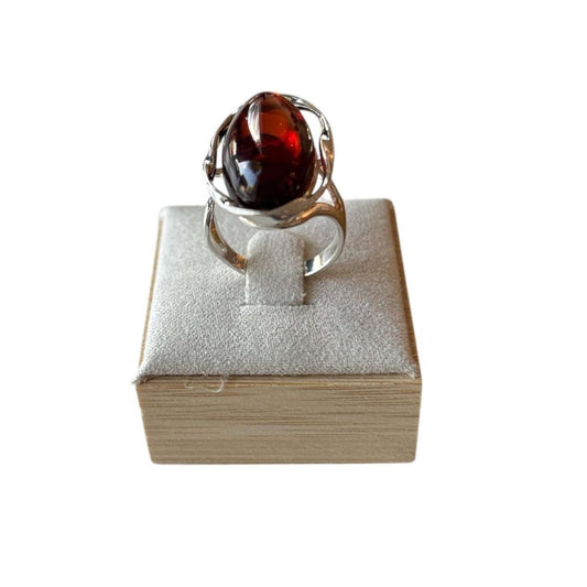 Amber Cabochon & Silver Ring - AQUALTA