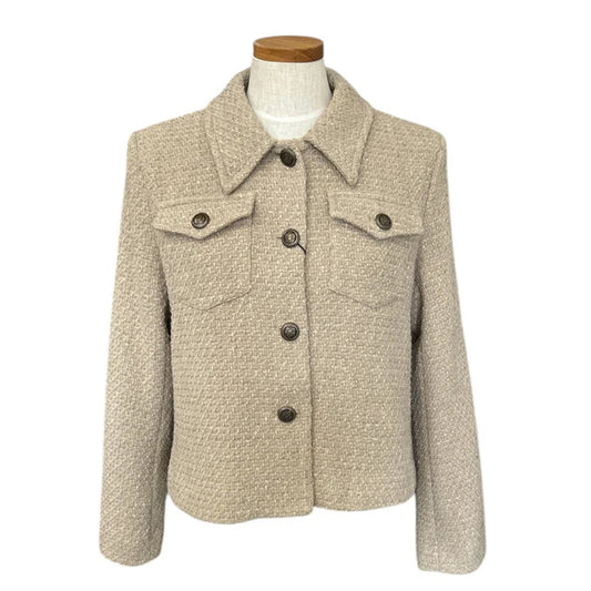 Short Jacket Jandi Weave Tweed Sand Sold At Aqualta