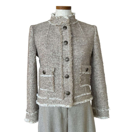 Beige Tweed Short Jacket - AQUALTA