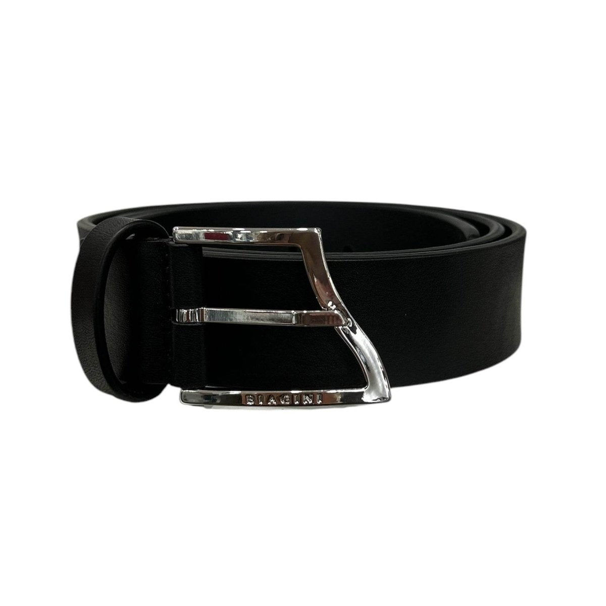 Belt Wave Calf leather Silver Buckle Black - AQUALTA