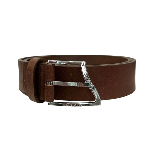 Belt Wave Calf leather Silver Buckle Brown - AQUALTA