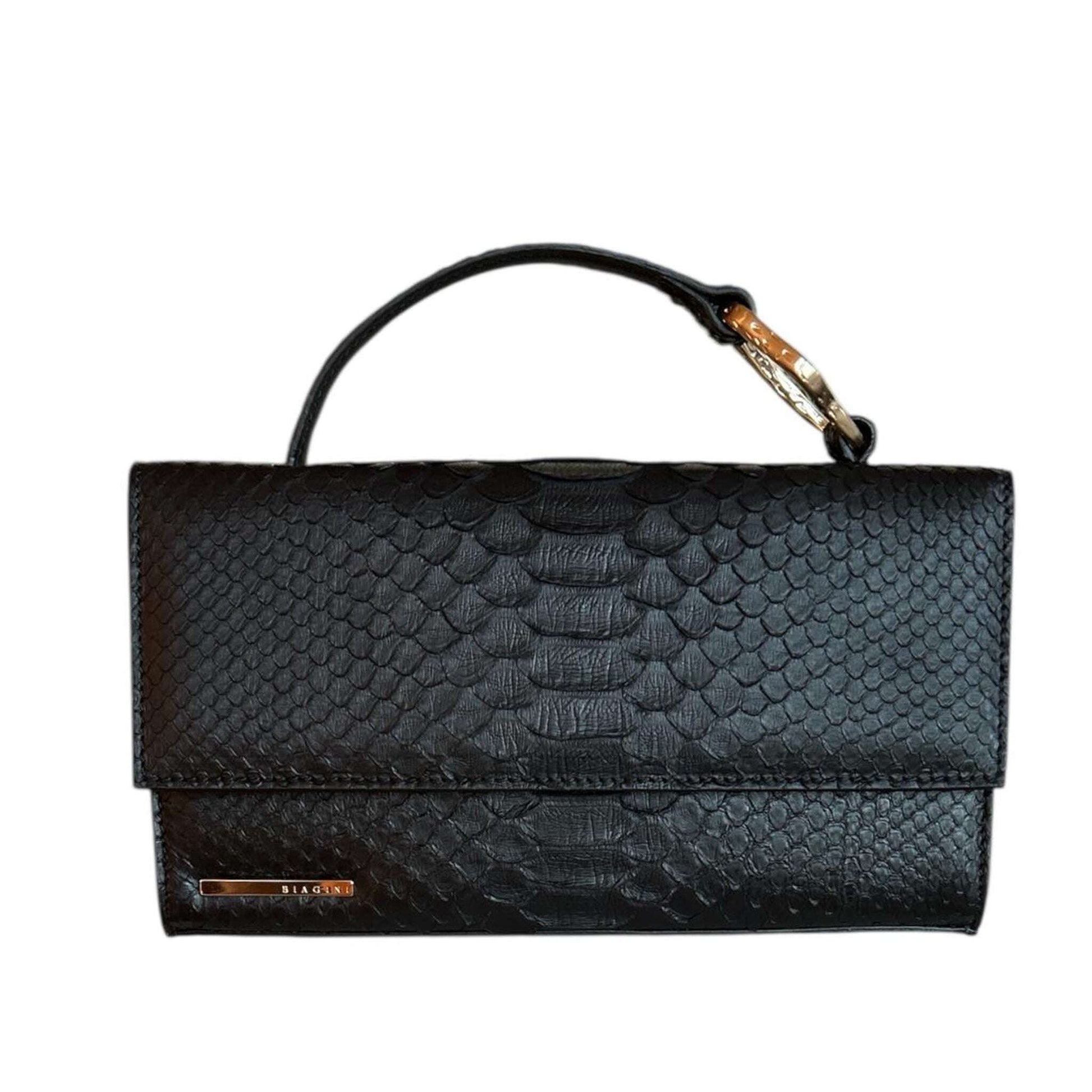 Black Slim Rectangular Python Shoulder Bag Biagini sold at Aqualta